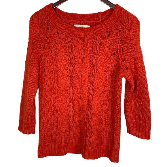LOFT Sweaters - Ann Taylor Loft Orange Cable Knit Sweater Size Small